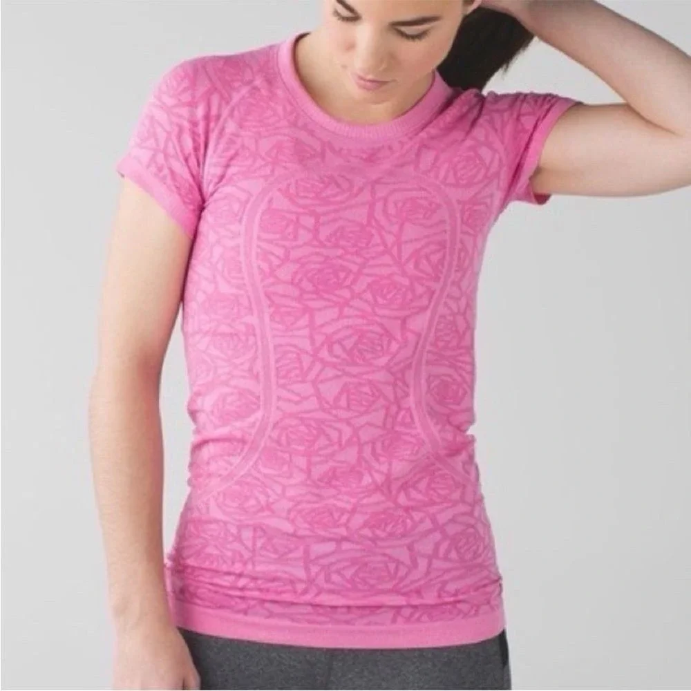 Lululemon Swiftly Tech Short Sleeve Crew Heathered Pink Paradise Rose Sz 6 RARE